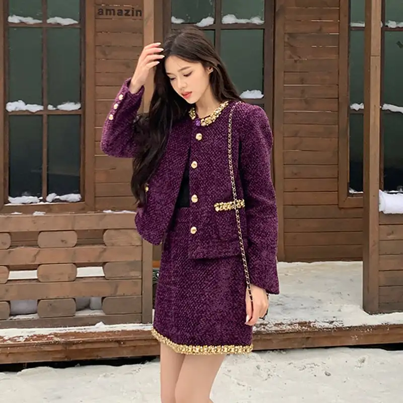 セットアップ ジャケット+スカート ラインストーン 視線集中