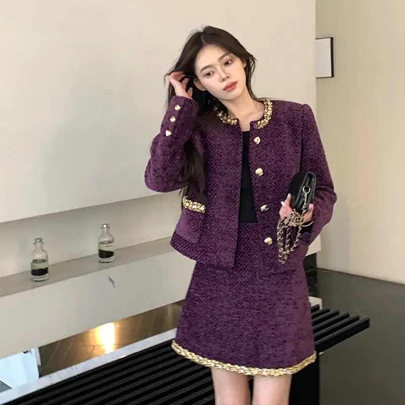 セットアップ ジャケット+スカート ラインストーン 視線集中