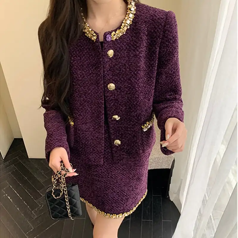 セットアップ ジャケット+スカート ラインストーン 視線集中