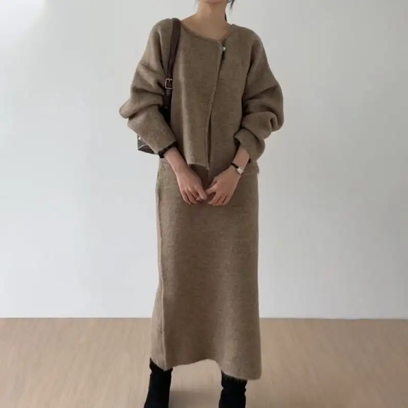 セットアップ カーディガン+スカート ３色展開 通勤 シンプル