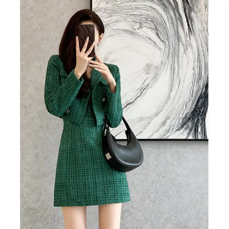 セットアップ OL/通勤 かわいい ツイード キャミソール トップス+ワンピース