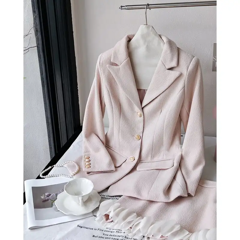 セットアップ ジャケット+スカート スーツ デザイン感 長袖