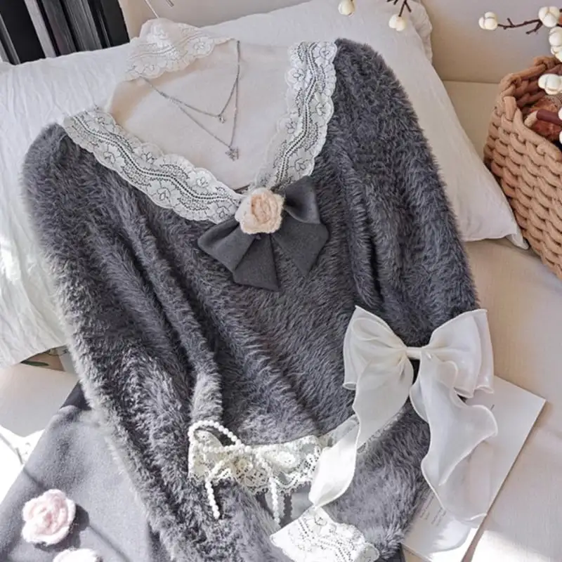 セットアップ トップス+スカート レース 花飾り スウィート