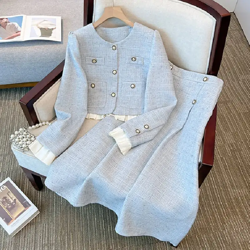 セットアップ ジャケット+スカート 2色展開 通勤 大きいサイズ