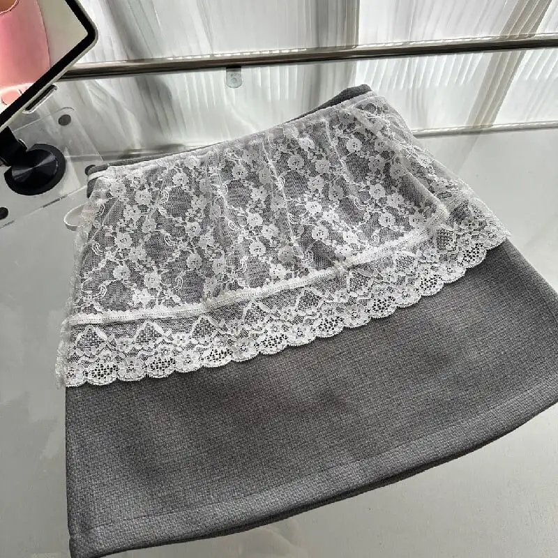 セットアップ トップス+スカート POLOネック レース 洗練される