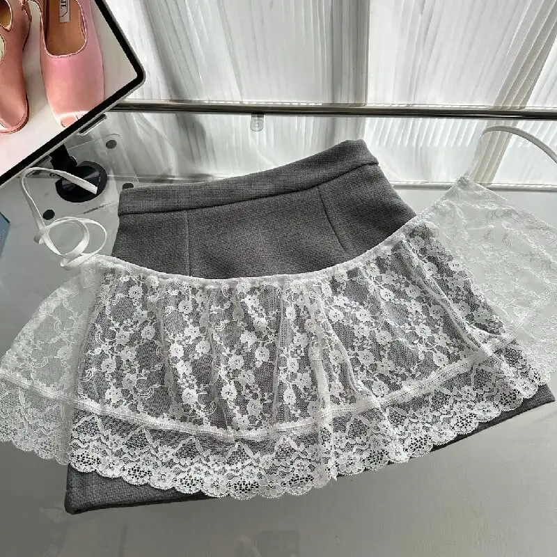 セットアップ トップス+スカート POLOネック レース 洗練される