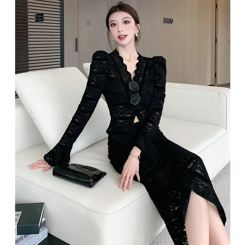 セットアップ トップス+スカート レース フィッシュテール