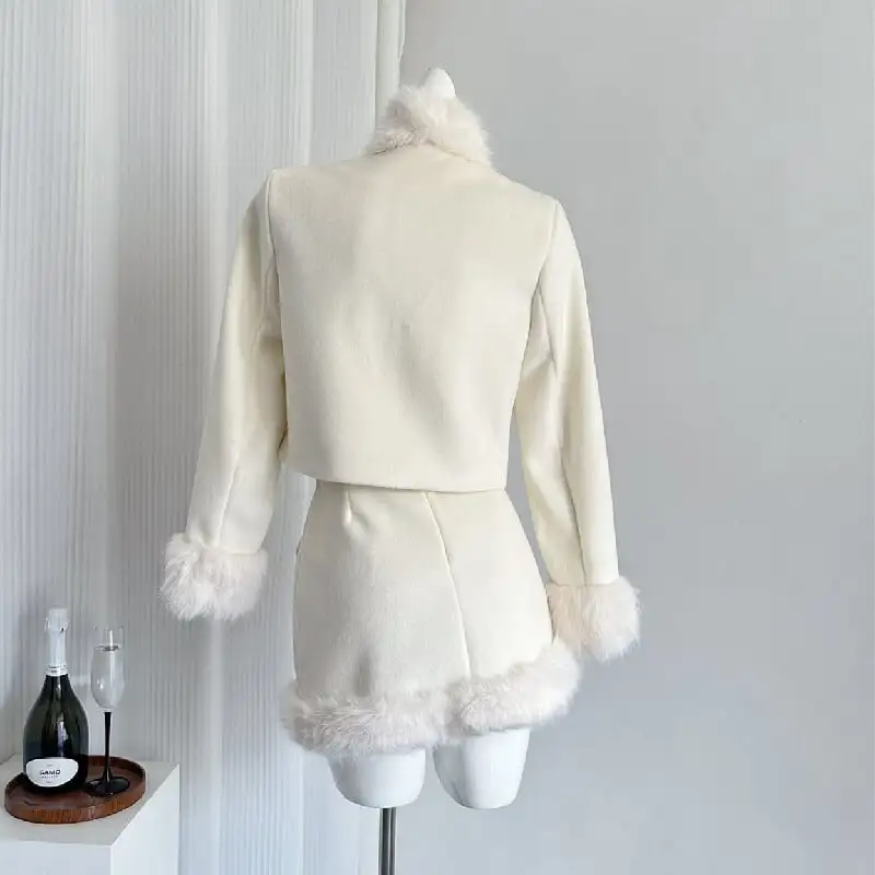 セットアップ ジャケット+スカート スウィート 綿入れ ダブルブレスト