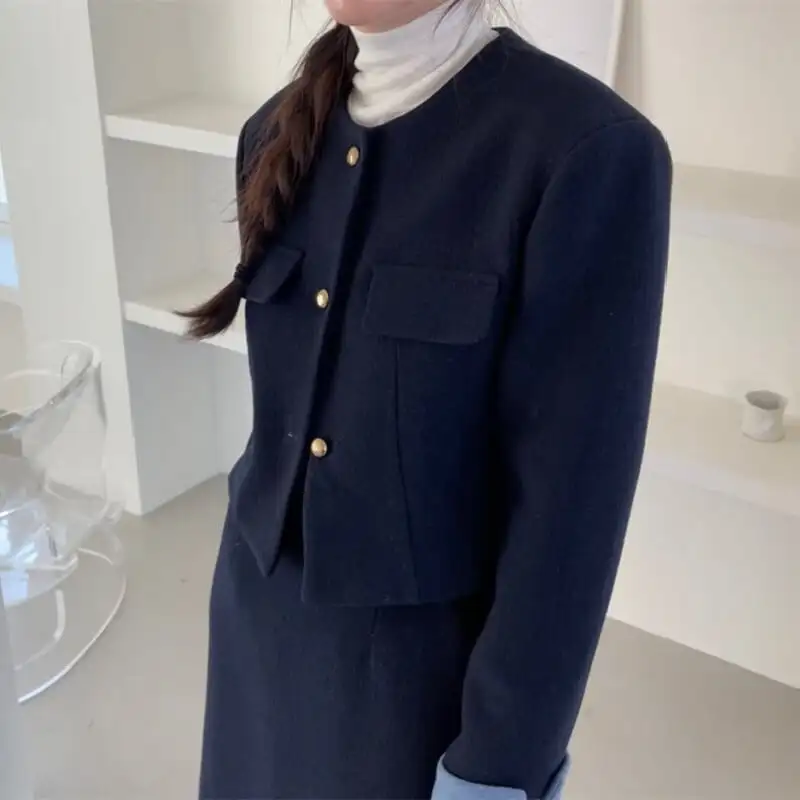 セットアップ ジャケット+スカート 2色展開 エレガント 通勤 スリット 長袖