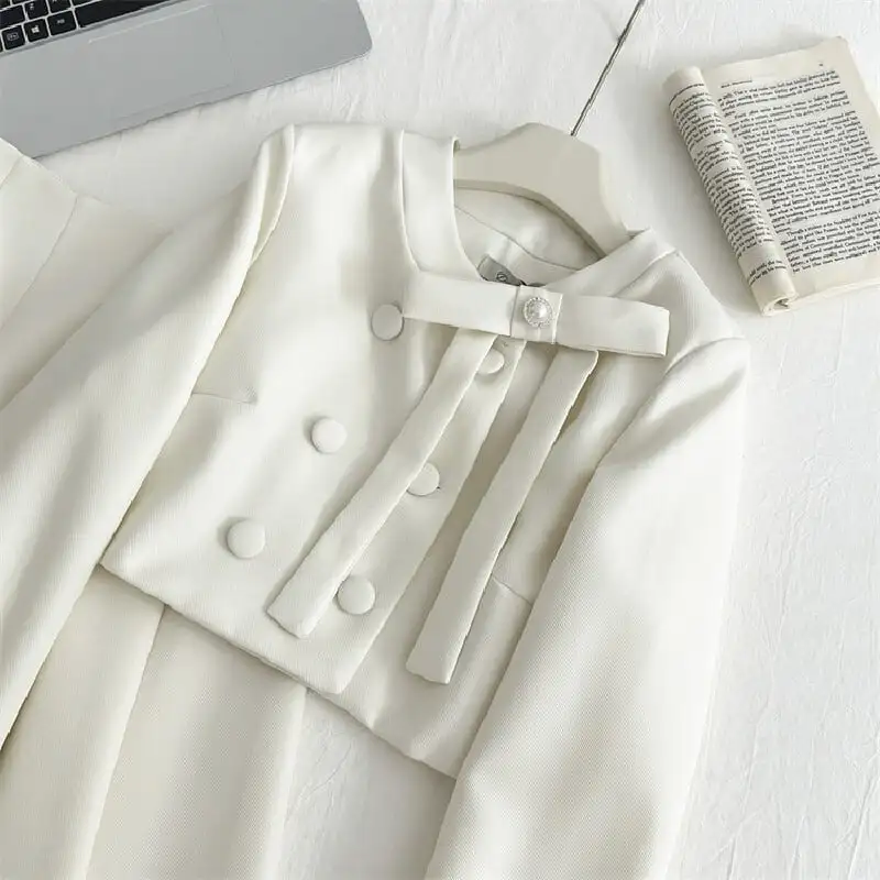 セットアップ ジャケット+スカート 大振裾 長袖 ダブルブレスト 気質アップ