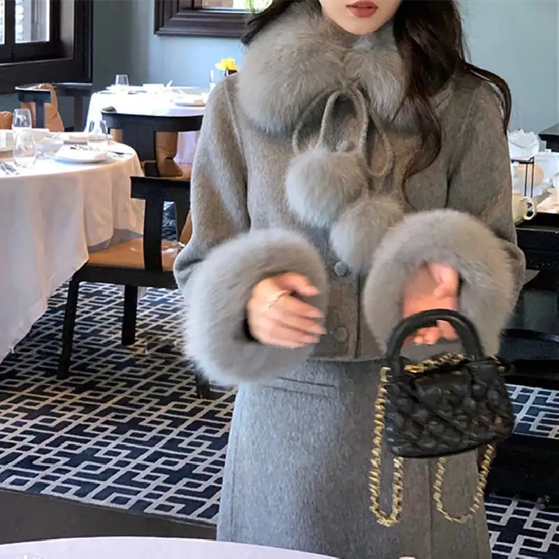 セットアップ コート+スカート 毛玉 エレガント 気質溢れる