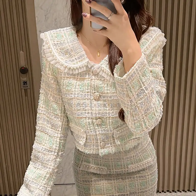 セットアップ ジャケット+スカート３色展開 ツイード スウィート