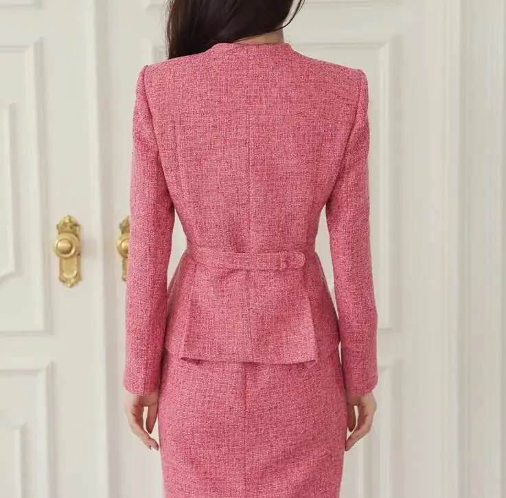 セットアップ トップス+スカート ツイード 長袖 OL/フォーマル