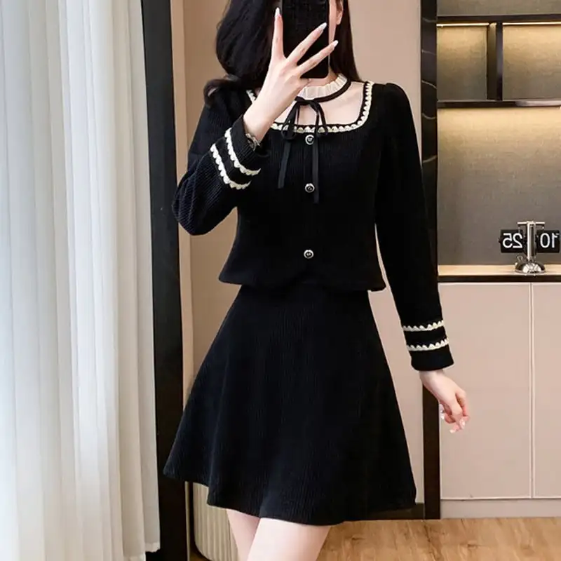 セットアップ トップス+スカート 気質溢れる 長袖 大きいサイズ