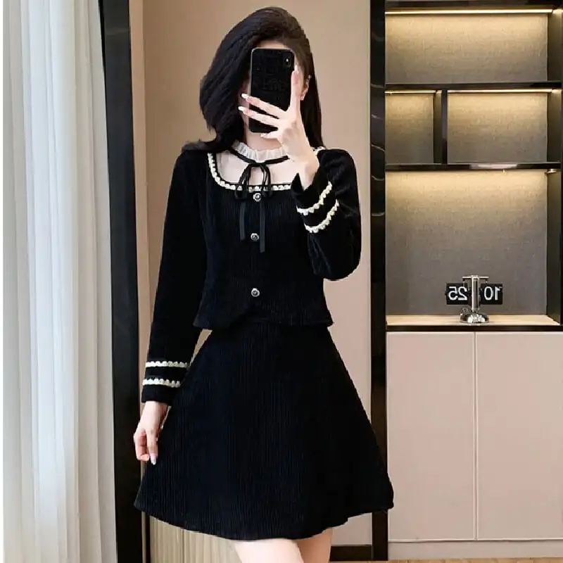 セットアップ トップス+スカート 気質溢れる 長袖 大きいサイズ