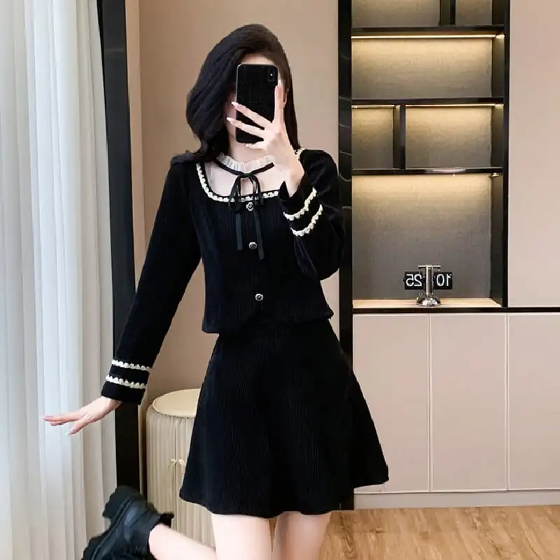 セットアップ トップス+スカート 気質溢れる 長袖 大きいサイズ