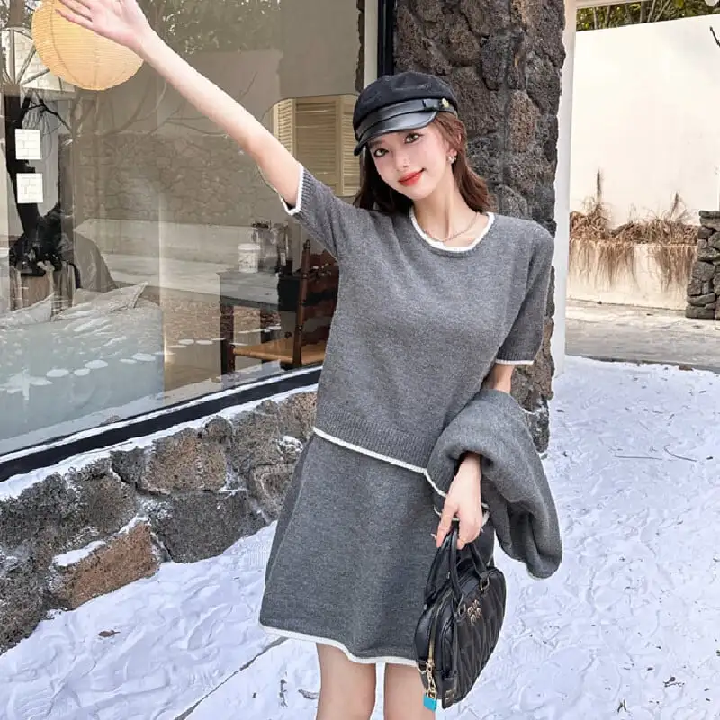 セットアップ 3点セット ニット 2色展開 シンプル