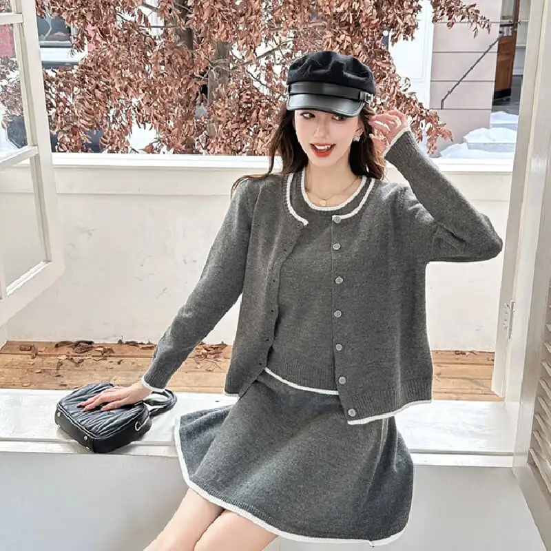 セットアップ 3点セット ニット 2色展開 シンプル