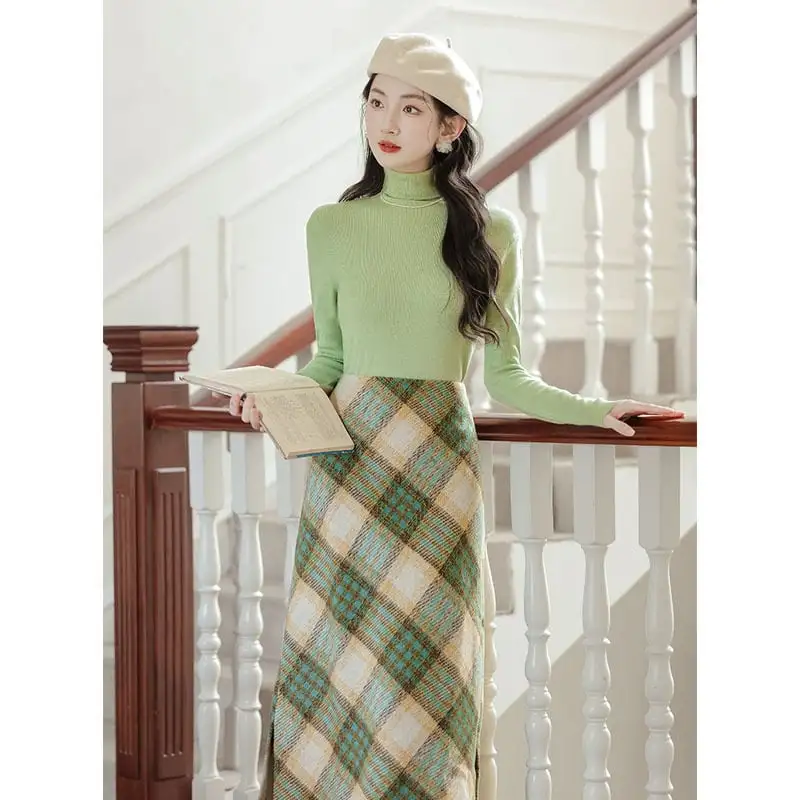 セットアップ トップス+スカート チェック柄 気質満点 レトロ