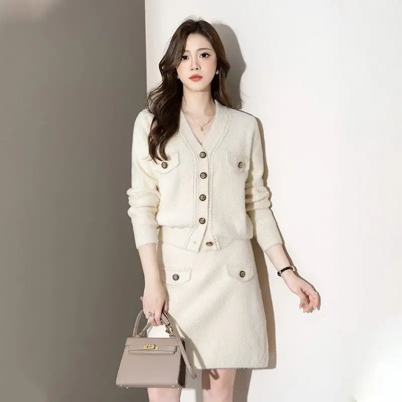 セットアップ トップス+スカート 通勤 Vネック フェミニン