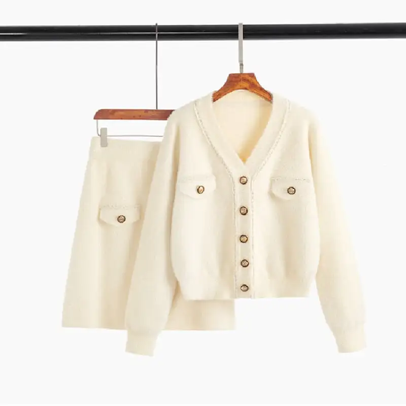 セットアップ トップス+スカート 通勤 Vネック フェミニン