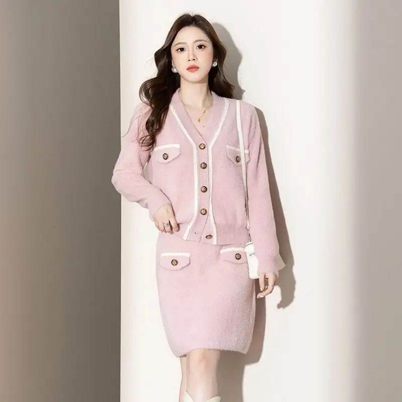 セットアップ トップス+スカート エレガント OL Vネック