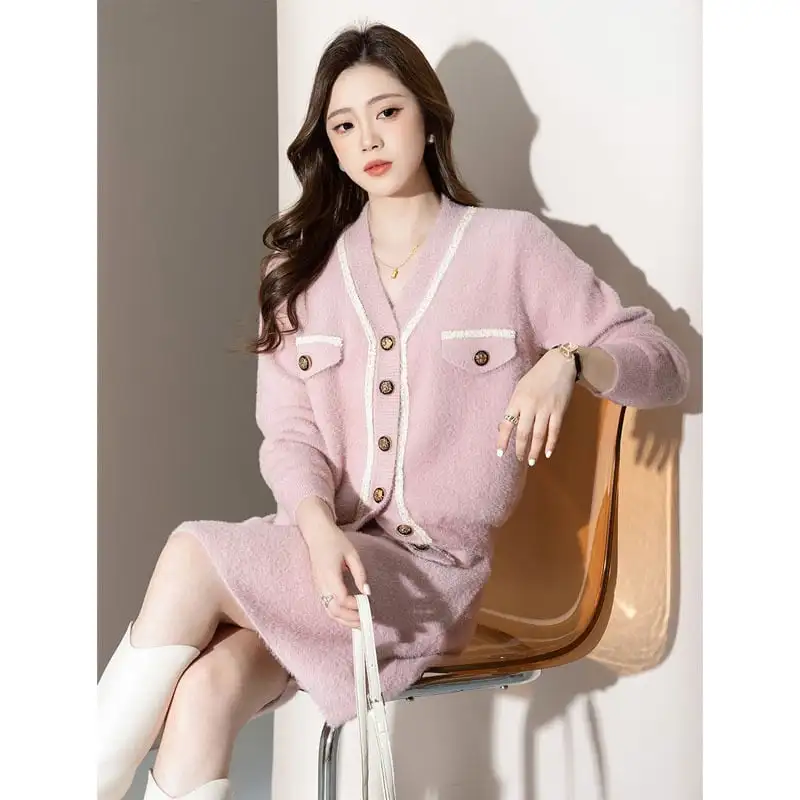 セットアップ トップス+スカート エレガント OL Vネック