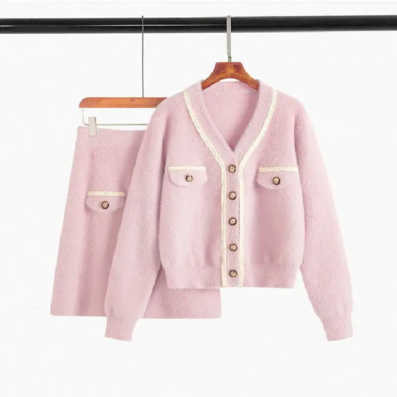 セットアップ トップス+スカート エレガント OL Vネック