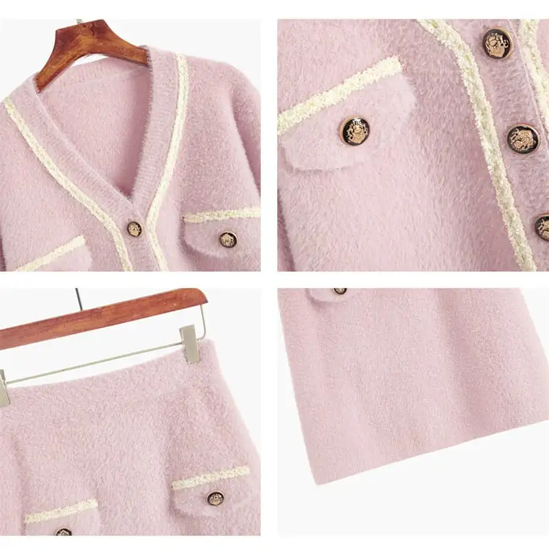 セットアップ トップス+スカート エレガント OL Vネック