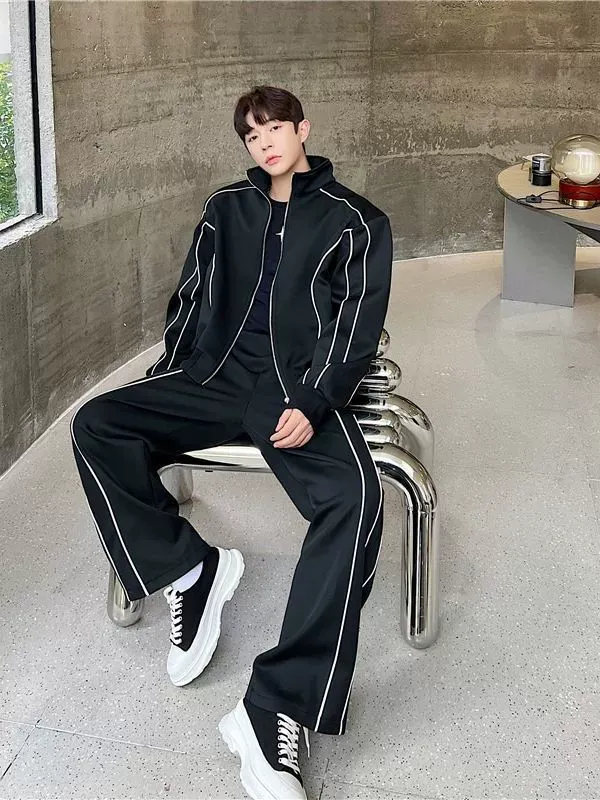 セットアップ カジュアル カッコイイ 人気 ジャケット ワイドパンツ セット