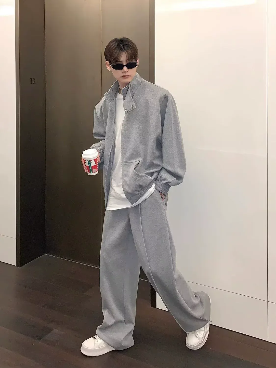 セットアップ カジュアル 折り襟 ジャケット+ボトムス 二点セット