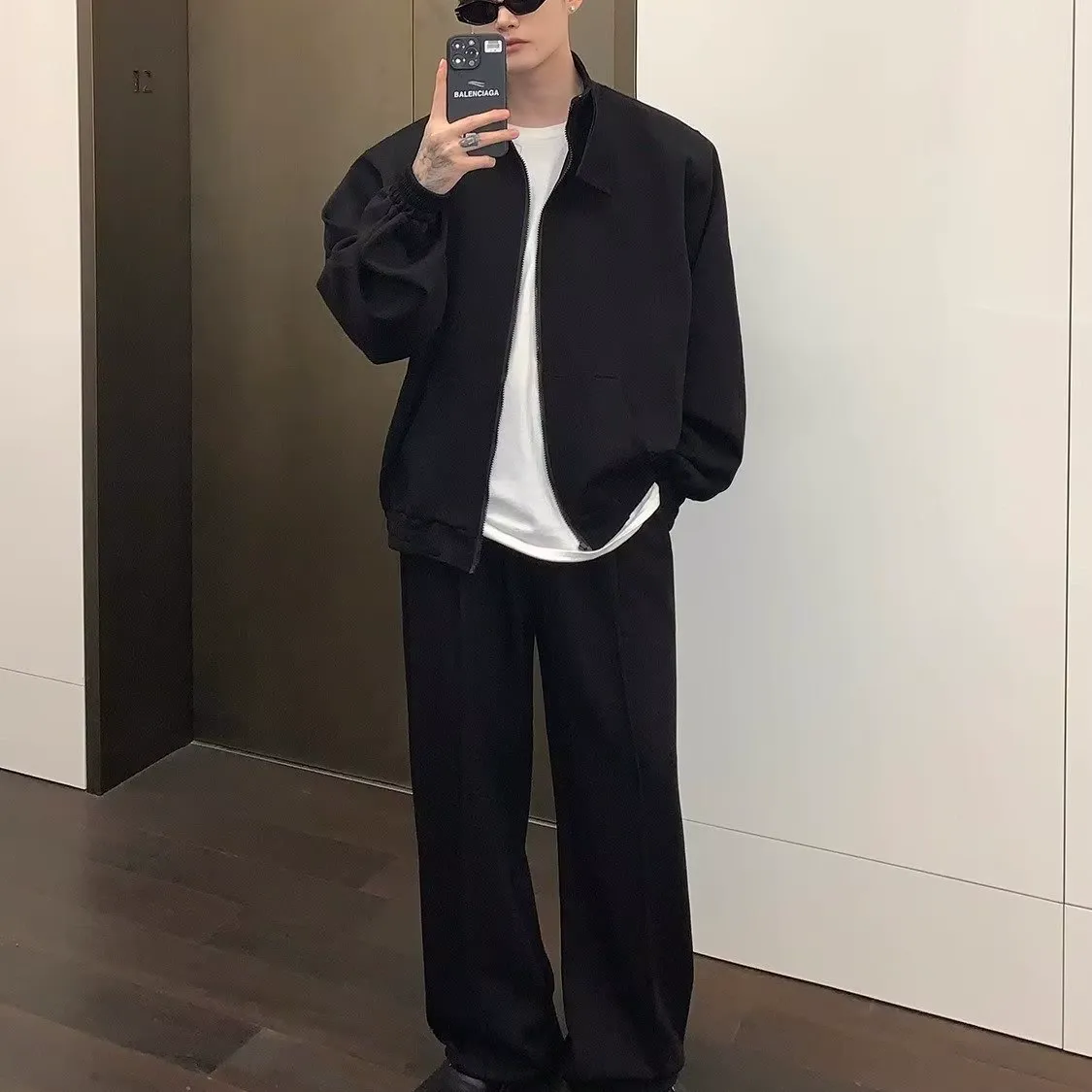 セットアップ カジュアル 折り襟 ジャケット+ボトムス 二点セット