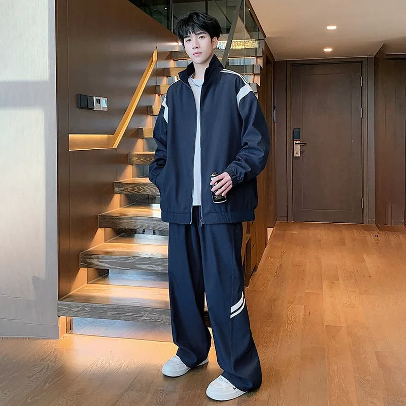 セットアップ カジュアル シンプル ジャケット+長ズボン セット