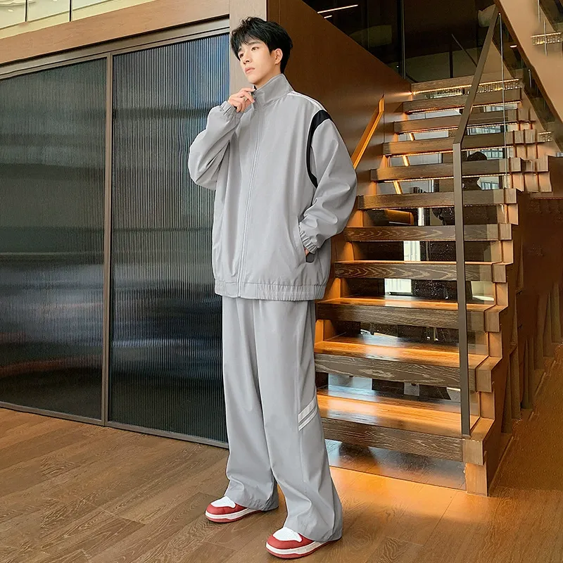 セットアップ カジュアル シンプル ジャケット+長ズボン セット