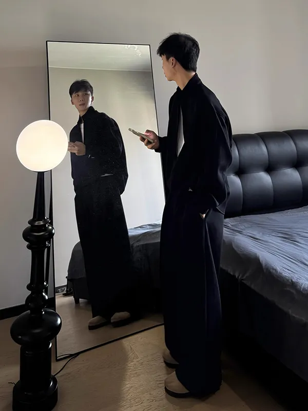 フェイクレイヤード ルーズ 着心地良い カジュアル トップス+ボトムス セットアップ