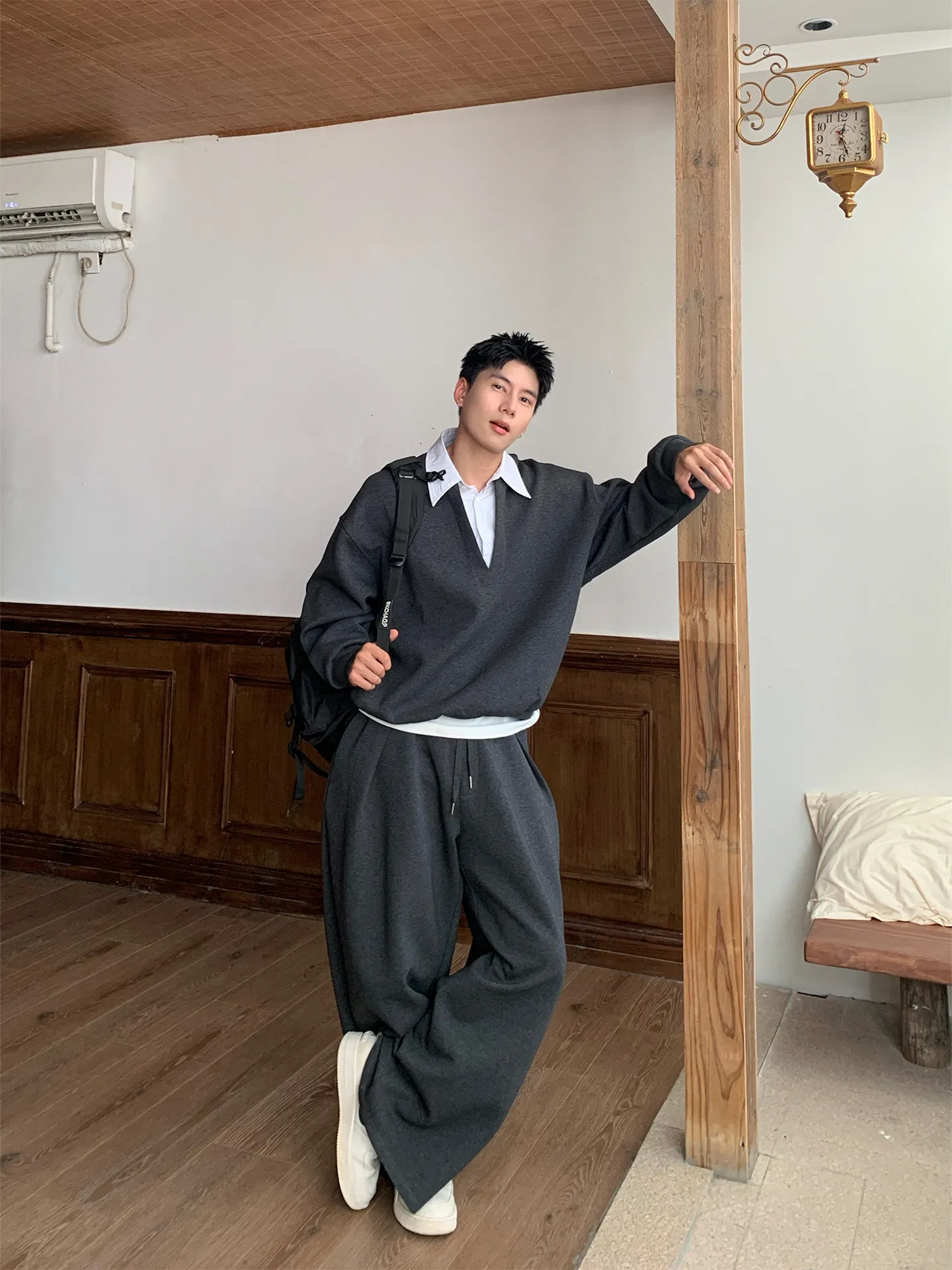 ルーズ 切り替え カジュアル トレンド トレーナー+長ズボン セットアップ