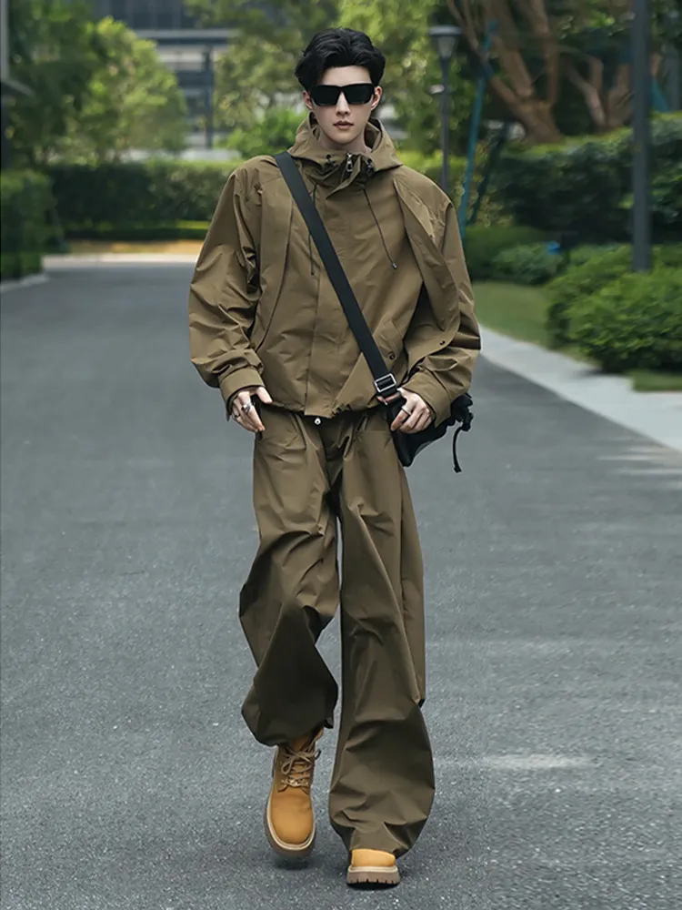 セットアップ カジュアル フード付き ジャケット+ボトムス 二点セット