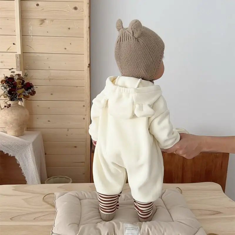 【66-100cm】フード付きペット柄ロンパース