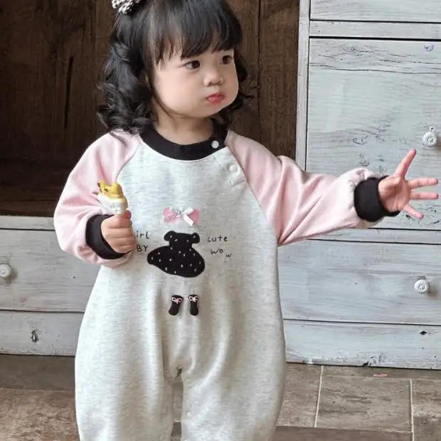 【66-90cm】カラーバリ キュート ロンパース