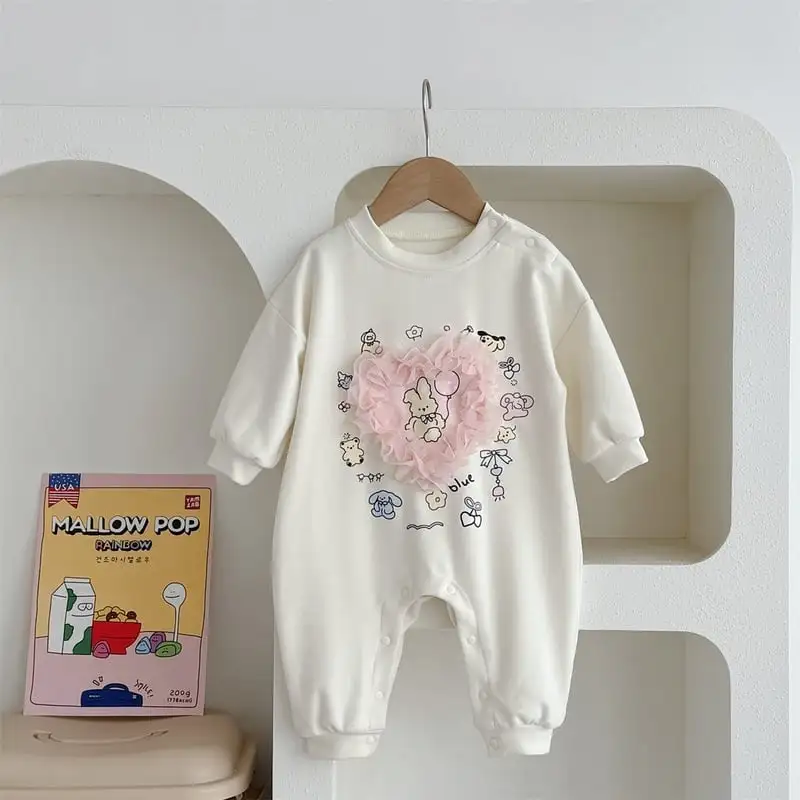 【66-90cm】キュートウサギロンパース