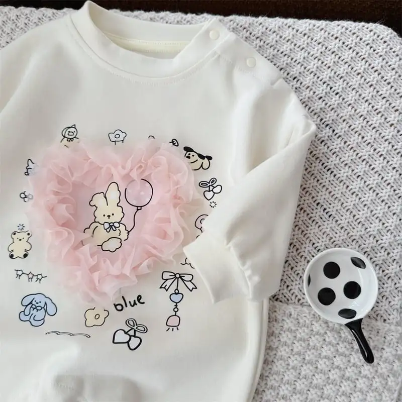 【66-90cm】キュートウサギロンパース