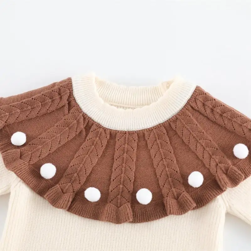 【66-90cm】フリル襟暖かいオールインワン&帽子