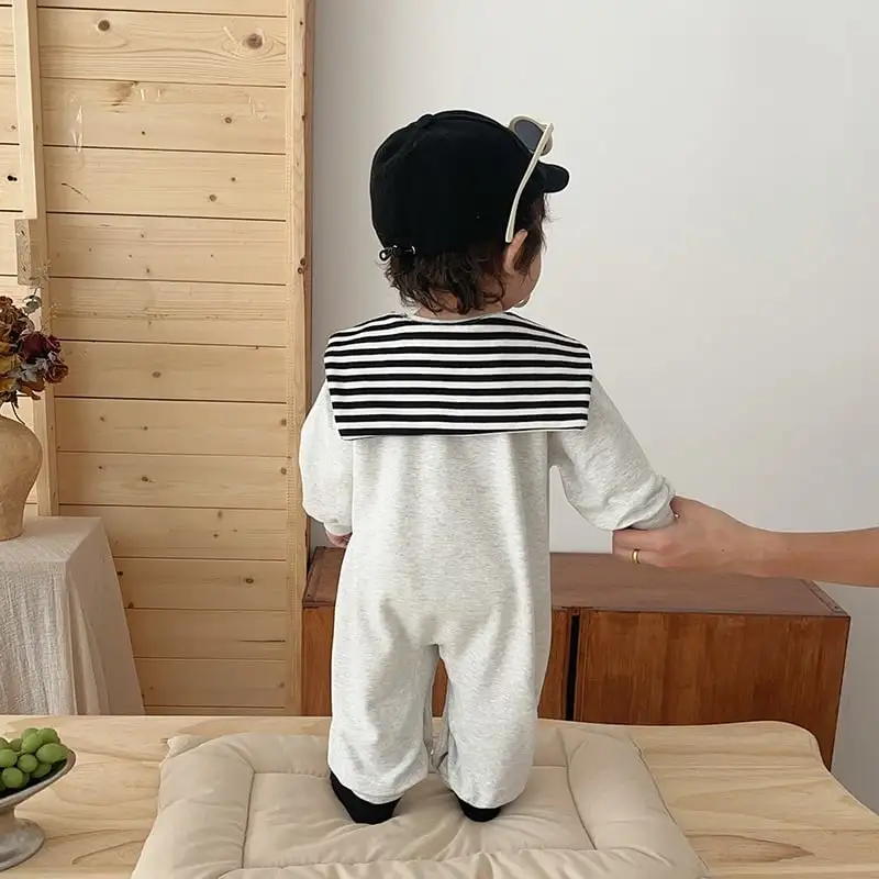 【66-100cm】ペット柄セーラー風ロンパース