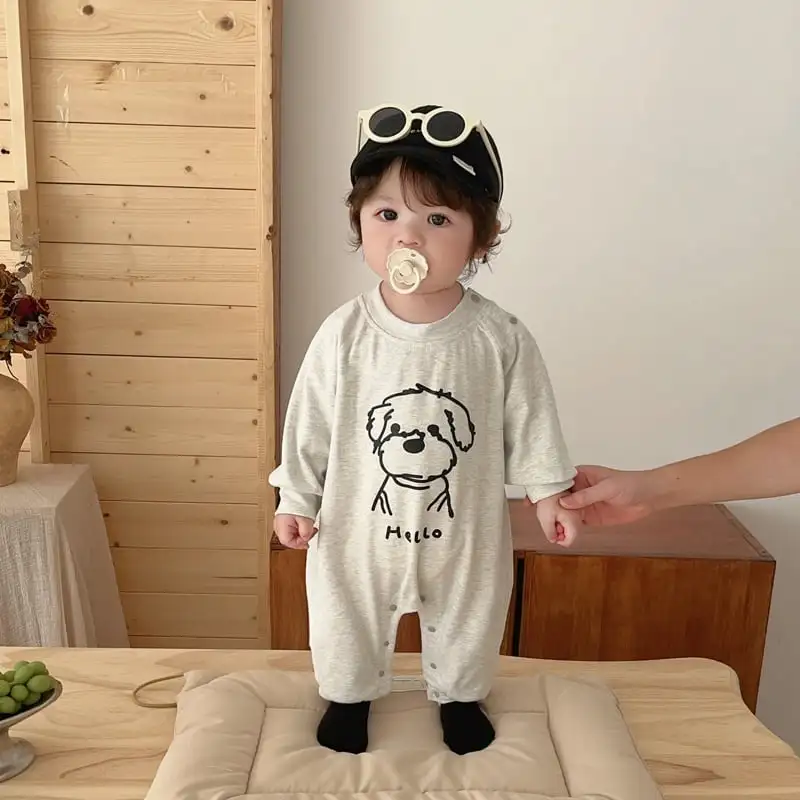 【66-100cm】ペット柄セーラー風ロンパース