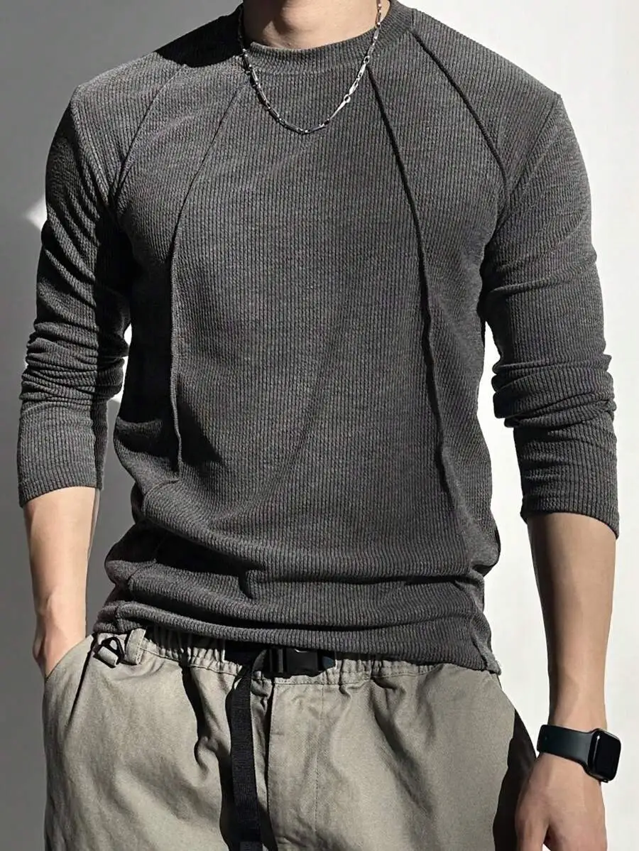 無地 フィッテッド テクスチャー生地 Tシャツ