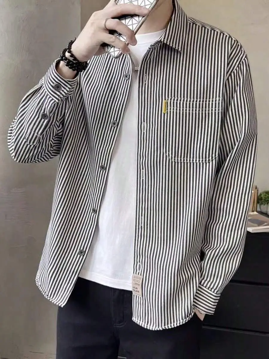 ストライプ ロング シャツ  オフィス カジュアル 通勤