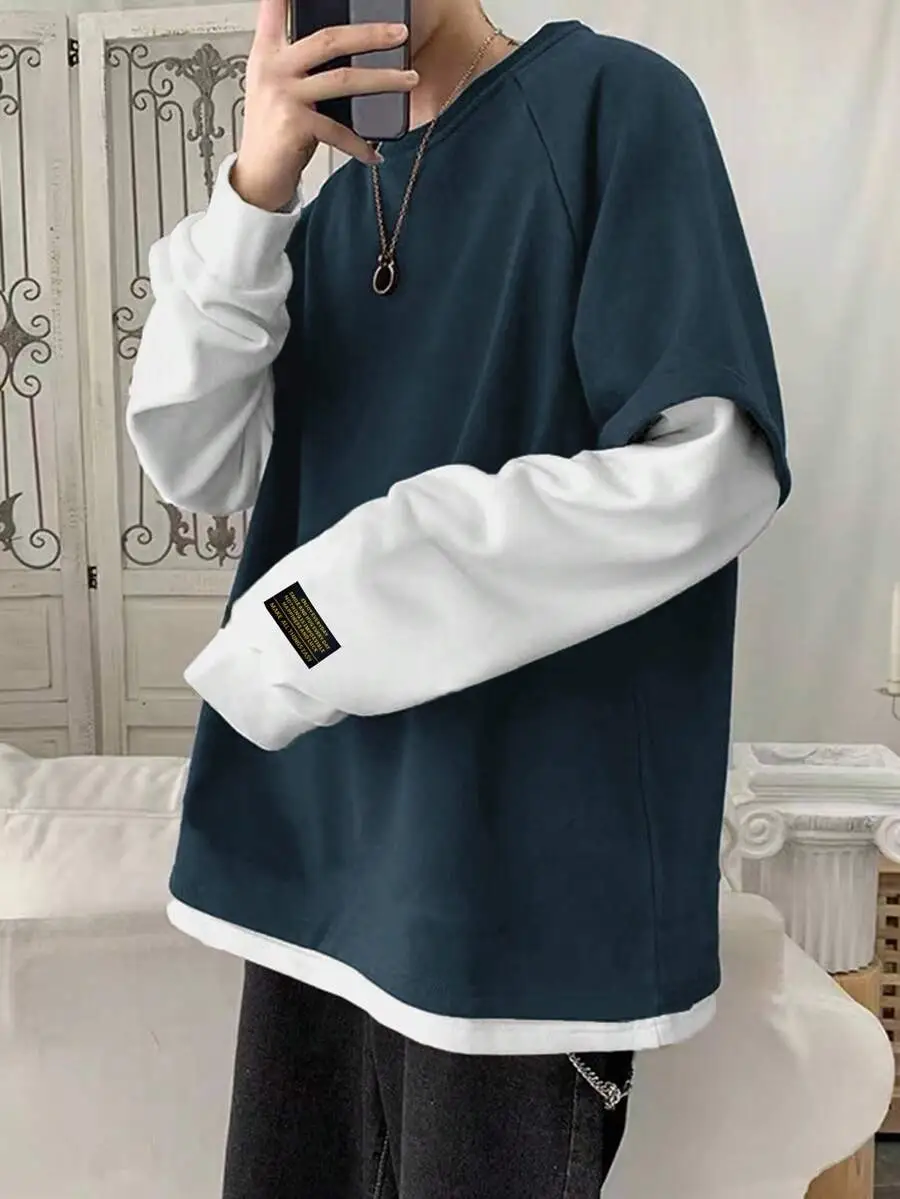 オーバーサイズ メンズ レターパッチ スウェットシャツ