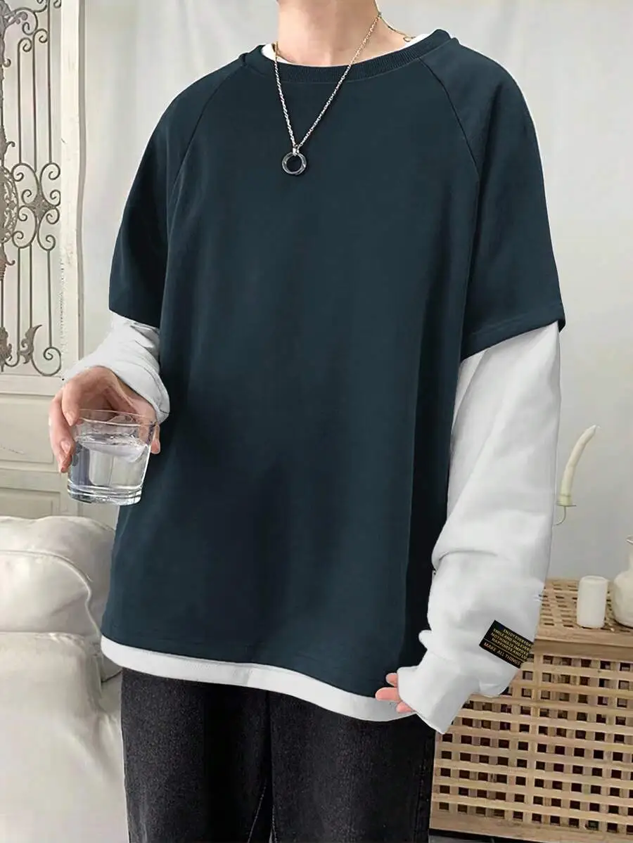 オーバーサイズ メンズ レターパッチ スウェットシャツ