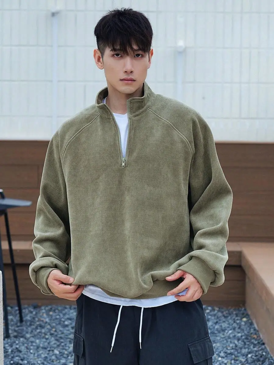 フロントジップ 長袖 シンプル カジュアル トップス