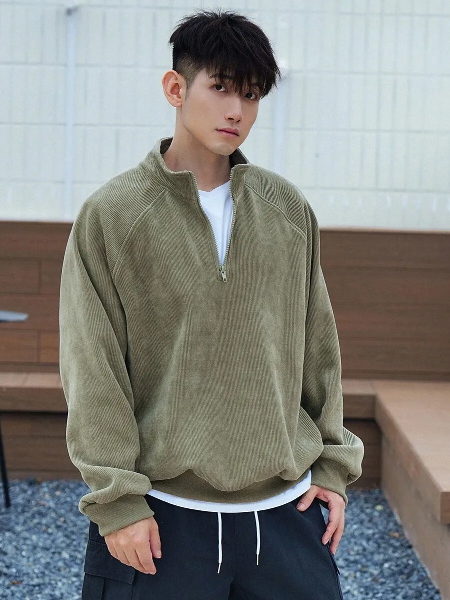 フロントジップ 長袖 シンプル カジュアル トップス